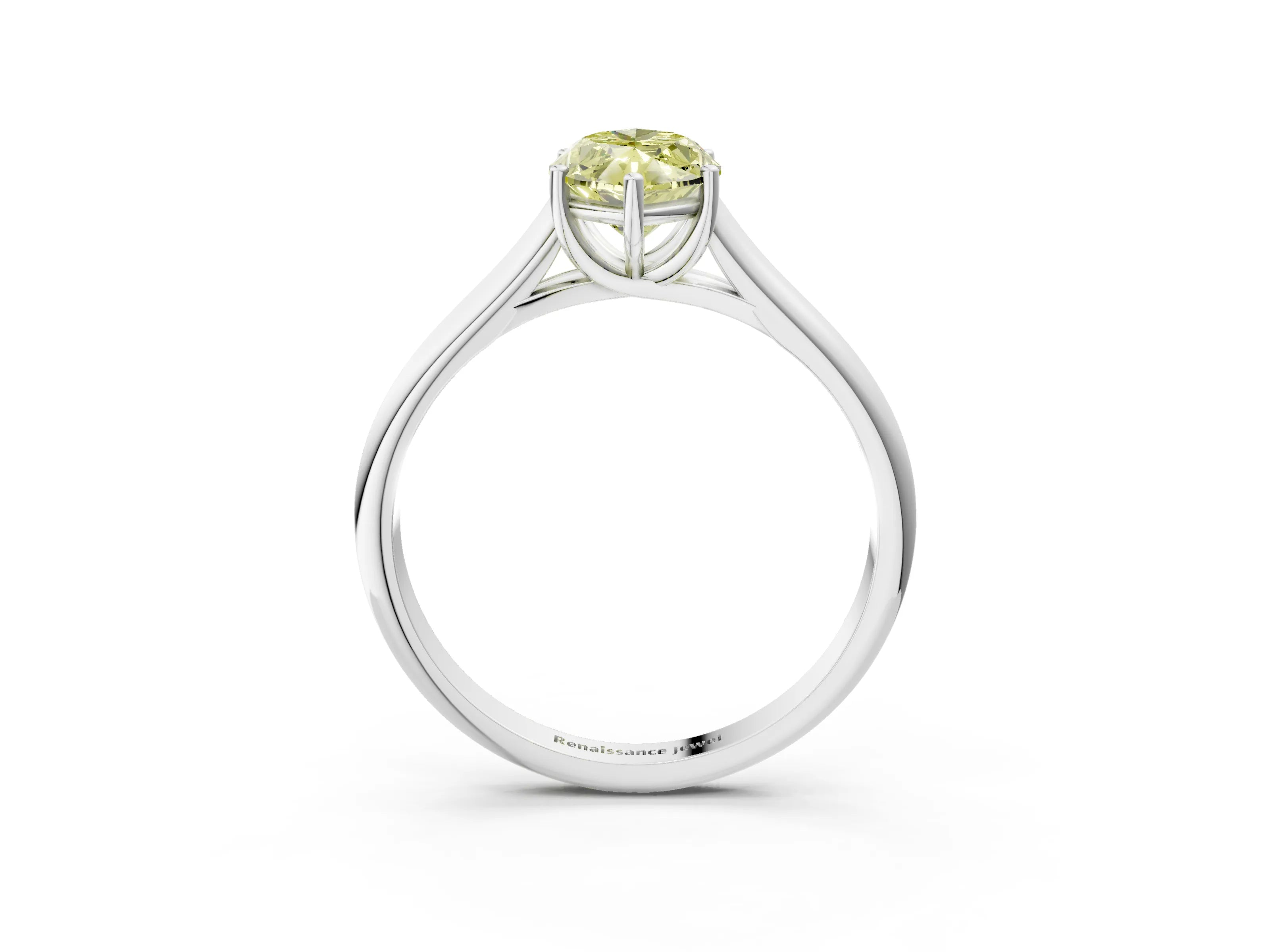 White gold Fancy Yellow Marquise Cut Solitaire Engagement Ring with Tapered Band and Four-Prong Setting_6