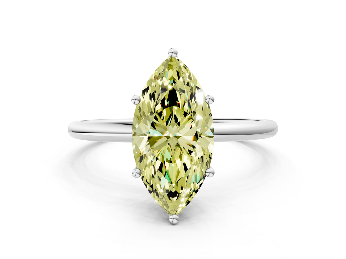 White gold Fancy Yellow Marquise  Cut Solitaire Engagement Ring with Thin Band and Four-Prong Setting_3