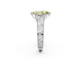 White gold Fancy Yellow Marquise  Cut Solitaire Engraved Band with Four-Prong Setting_2