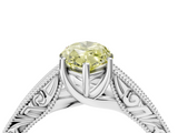 White gold Fancy Yellow Marquise  Cut Solitaire Engraved Band with Four-Prong Setting_4