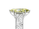 White gold Fancy Yellow Marquise  Cut Solitaire Engraved Band with Four-Prong Setting_5