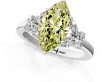 White gold Fancy Yellow Marquise  Cut Solitaire Floral Diamond Ring with Four-Prong Setting_1