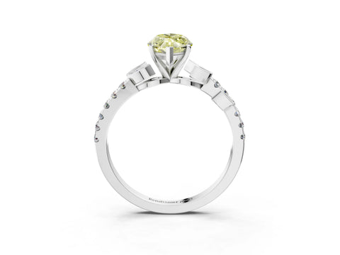 White gold Fancy Yellow Marquise Cut Solitaire Leaf-Inspired Diamond Ring with Pavé Band and Four-Prong Setting_15