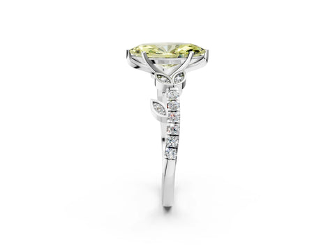 White gold Fancy Yellow Marquise Cut Solitaire Leaf-Inspired Diamond Ring with Pavé Band and Four-Prong Setting_38
