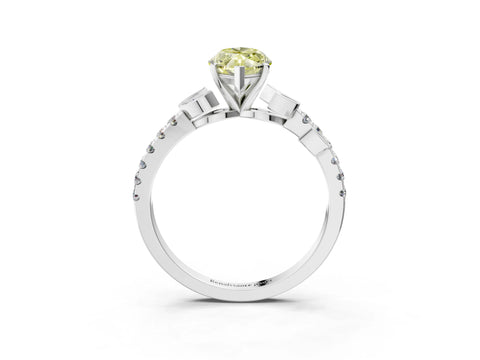 White gold Fancy Yellow Marquise Cut Solitaire Leaf-Inspired Diamond Ring with Pavé Band and Four-Prong Setting_39