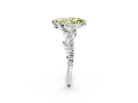 White gold Fancy Yellow Marquise Cut Solitaire Leaf-Inspired Diamond Ring with Pavé Band and Four-Prong Setting_50