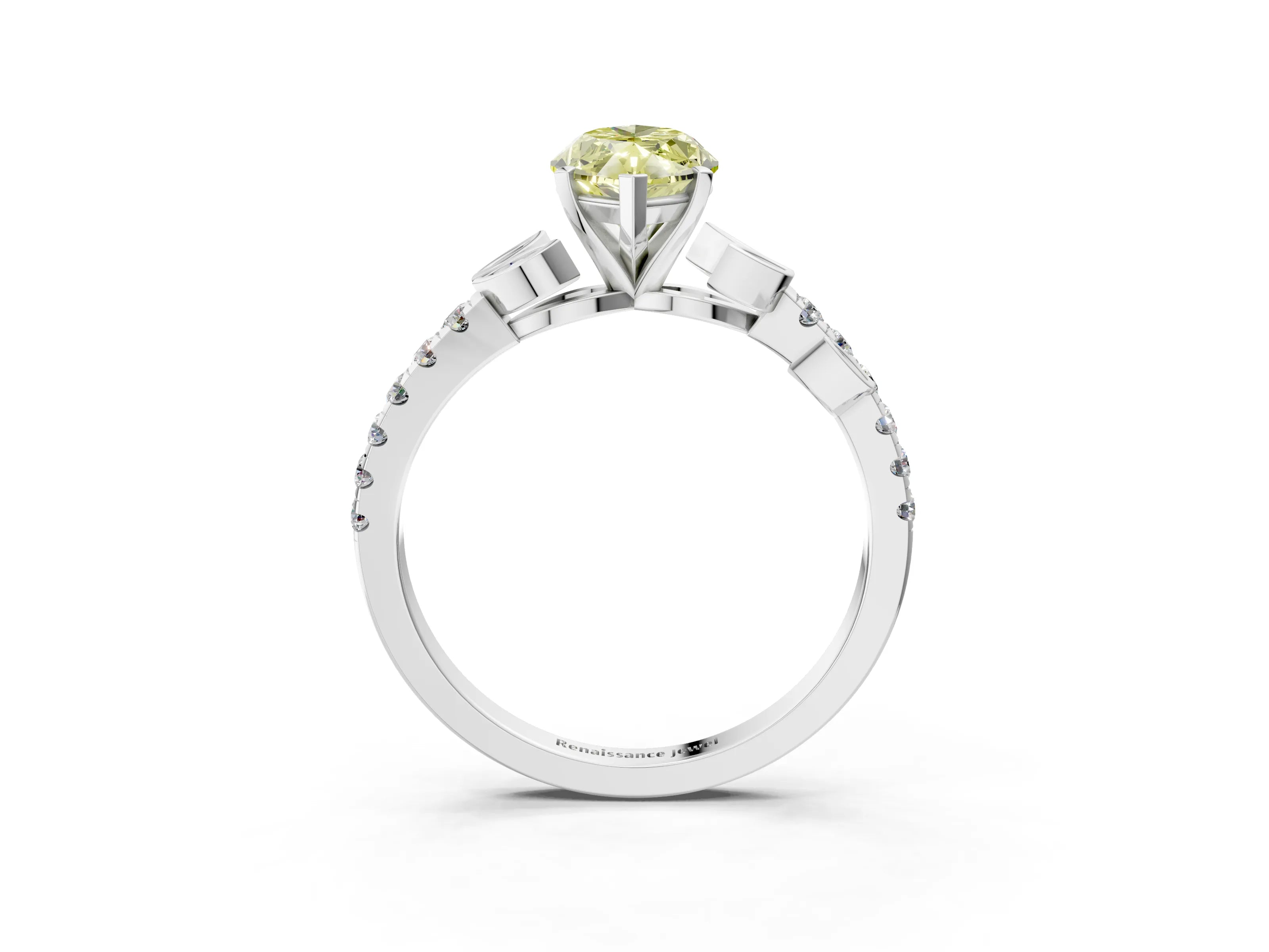 White gold Fancy Yellow Marquise Cut Solitaire Leaf-Inspired Diamond Ring with Pavé Band and Four-Prong Setting_51
