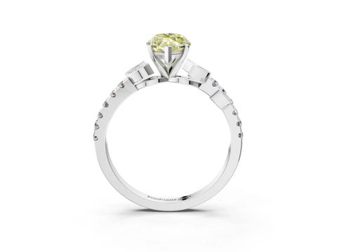White gold Fancy Yellow Marquise Cut Solitaire Leaf-Inspired Diamond Ring with Pavé Band and Four-Prong Setting_51