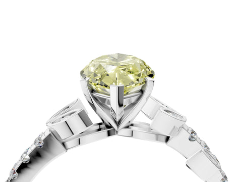 White gold Fancy Yellow Marquise Cut Solitaire Leaf-Inspired Diamond Ring with Pavé Band and Four-Prong Setting_52