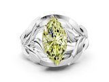 White gold Fancy Yellow Marquise Cut Solitaire Leaf-Inspired Engagement Ring with Prong Setting_12