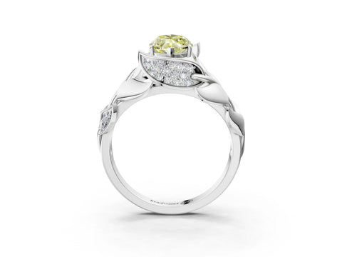 White gold Fancy Yellow Marquise Cut Solitaire Leaf-Inspired Engagement Ring with Prong Setting_3
