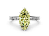 White gold Fancy Yellow Marquise Cut Solitaire Milgrain Engraved Band with Four-Prong Setting_12