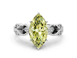 White gold Fancy Yellow Marquise Cut Solitaire Milgrain Leaf Band with Prong Setting_12