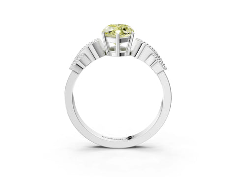 White gold Fancy Yellow Marquise Cut Solitaire Milgrain Leaf Band with Prong Setting_3