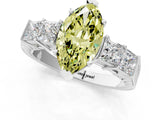 White gold Fancy Yellow Marquise Cut Solitaire Princess Side Stone Engraved Band Prong Setting Ring_13