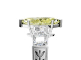 White gold Fancy Yellow Marquise Cut Solitaire Princess Side Stone Engraved Band Prong Setting Ring_17