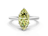 White gold Fancy Yellow Marquise  Cut Solitaire Ring with Cathedral Band and Four-Prong Setting