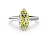 White gold Fancy Yellow Marquise  Cut Solitaire Ring with Four-Prong Setting and Classic Band