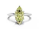 White gold Fancy Yellow Marquise  Cut Solitaire Ring with Four-Prong Setting on a Classic Band