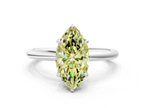 White gold Fancy Yellow Marquise  Cut Solitaire Ring with Thin Band and Four-Prong Setting