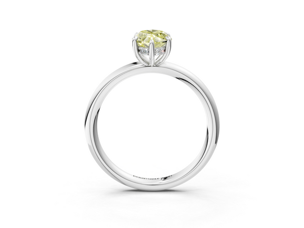 Platinum Fancy Yellow Marquise Cut Diamond Solitaire Ring with Thin Band and Four-Prong Setting