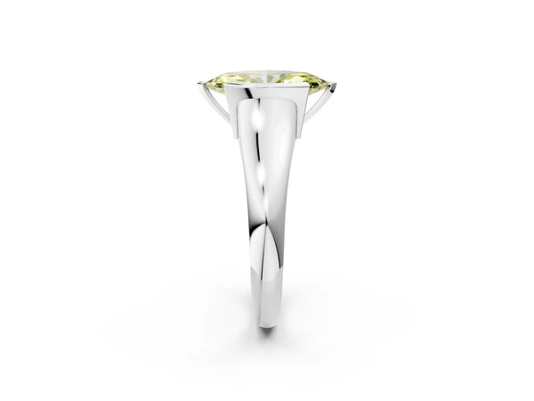 Platinum Fancy Yellow Marquise Cut Solitaire Tension Set Diamond Ring with Split Shank Band