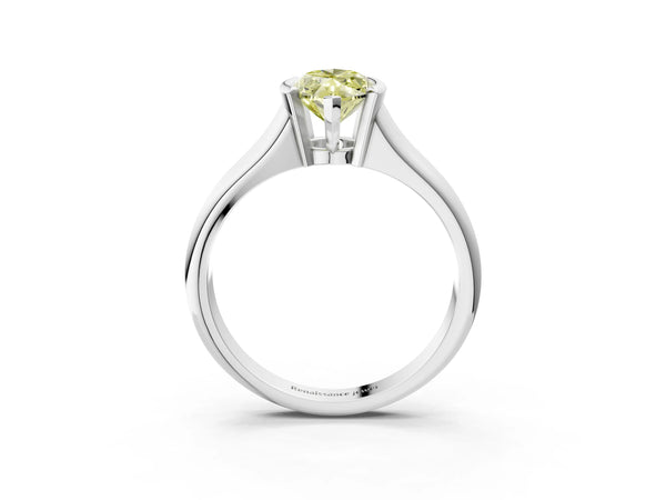 Platinum Fancy Yellow Marquise Cut Solitaire Tension Set Diamond Ring with Split Shank Band