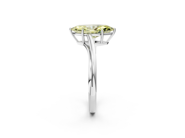 White gold Fancy Yellow Marquise  Cut Solitaire Twist Band Ring with Four-Prong Setting