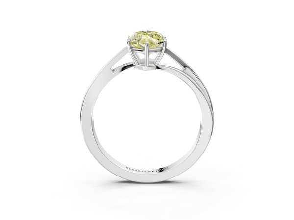 White gold Fancy Yellow Marquise  Cut Solitaire Twist Band Ring with Four-Prong Setting