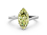 White gold Fancy Yellow Marquise  Cut Solitaire Twist Band Ring with Four-Prong Setting