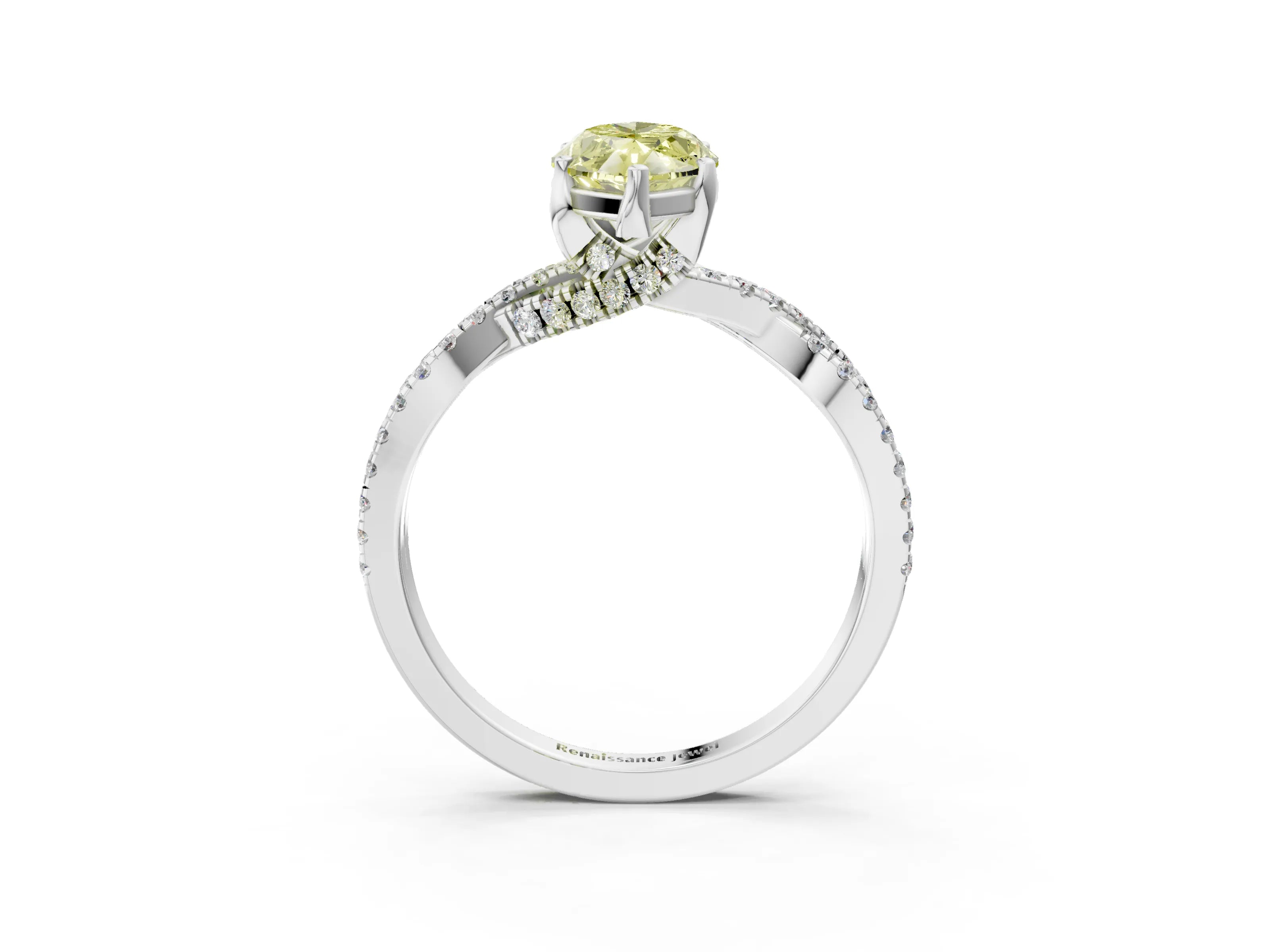 White gold Fancy Yellow Marquise Cut Solitaire Twist Pave Diamond Engagement Ring with Prong Setting_15