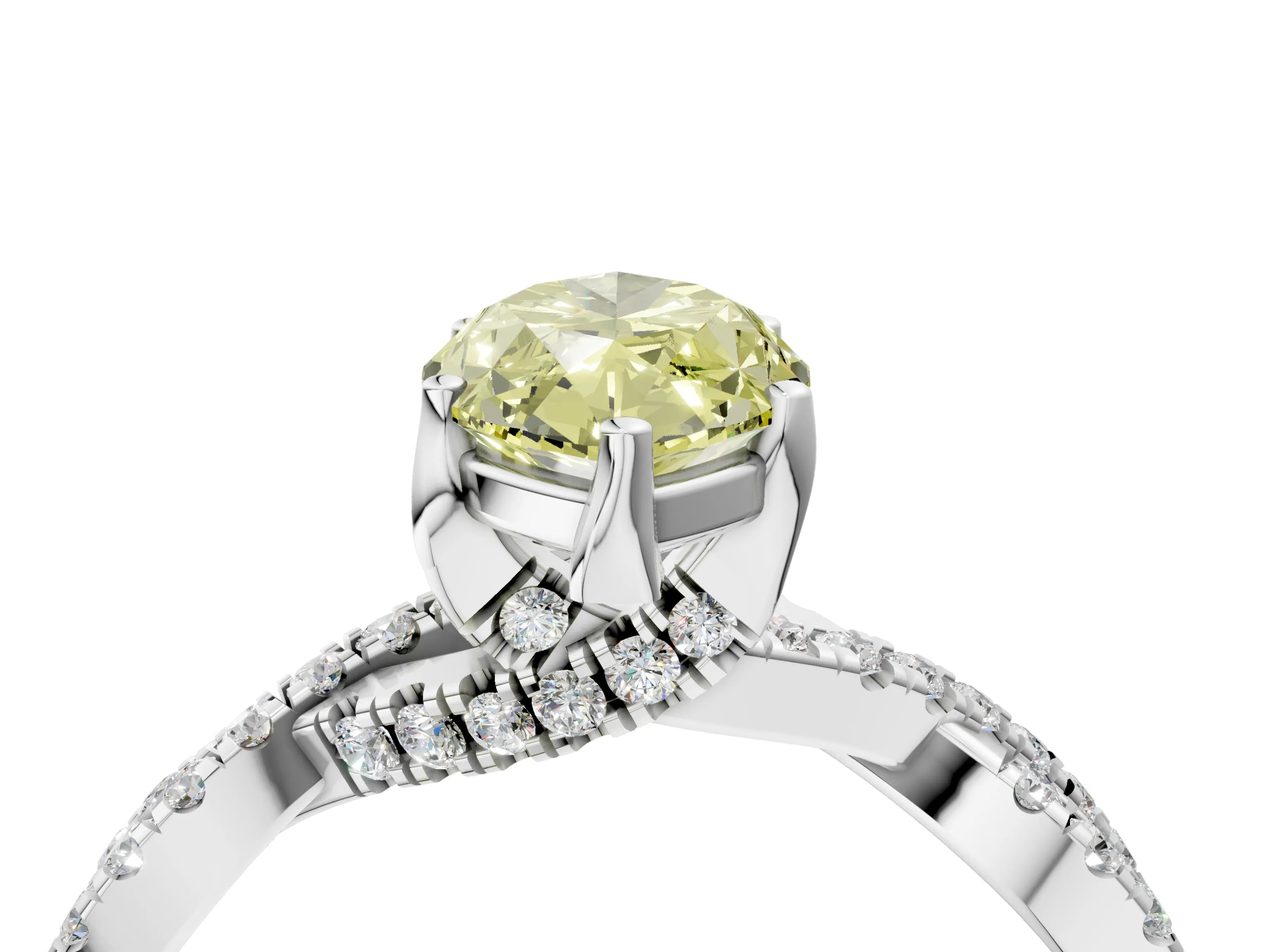 White gold Fancy Yellow Marquise Cut Solitaire Twist Pave Diamond Engagement Ring with Prong Setting_16