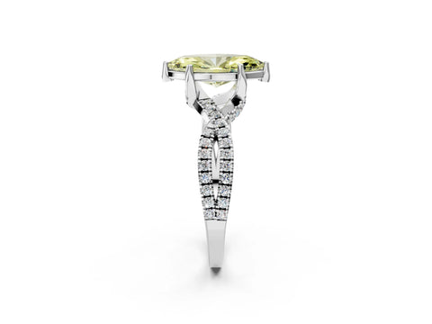 White gold Fancy Yellow Marquise Cut Solitaire Twist Pave Diamond Engagement Ring with Prong Setting_2