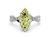White gold Fancy Yellow Marquise Cut Solitaire Twist Pave Diamond Engagement Ring with Prong Setting_36