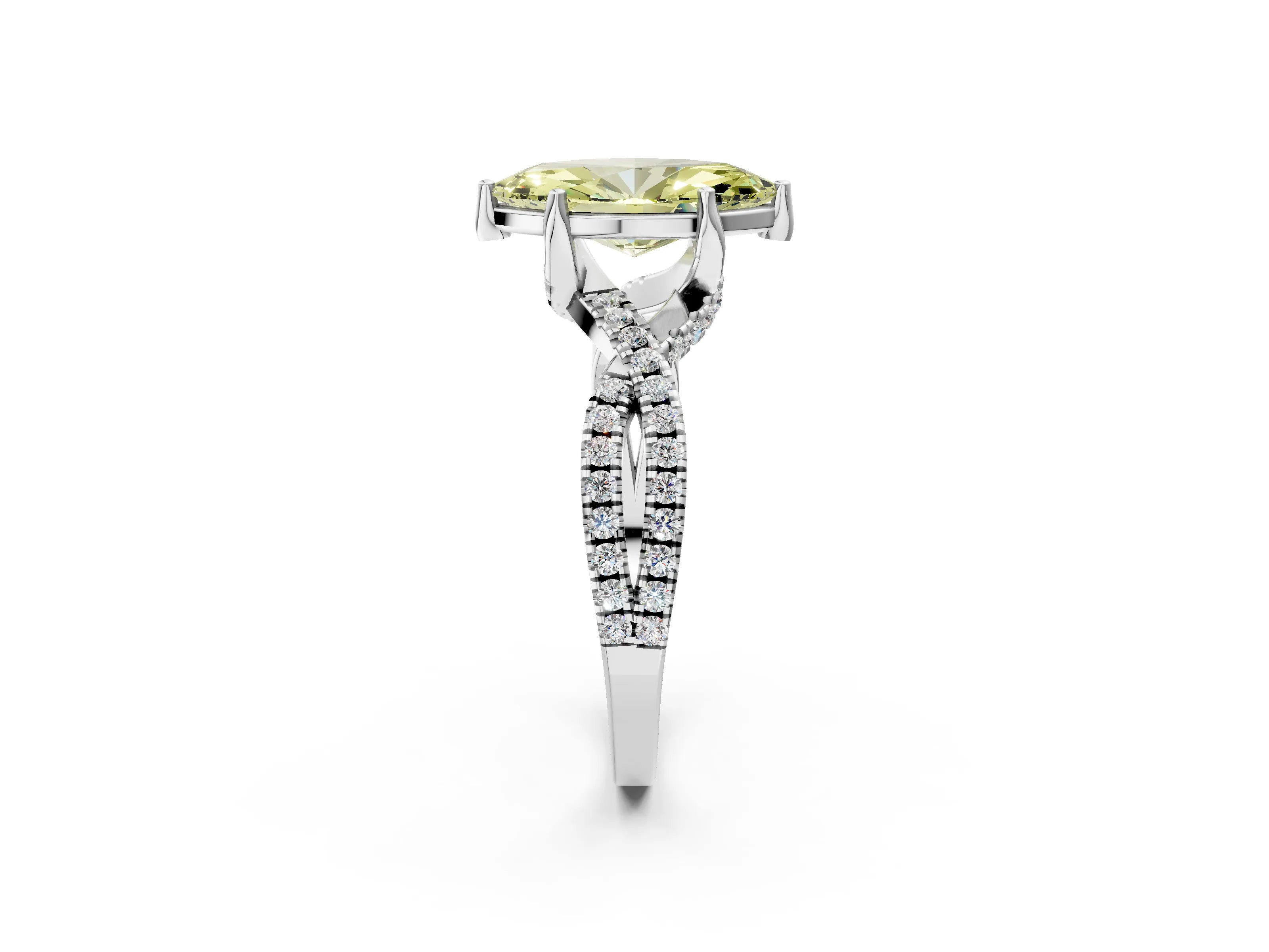 White gold Fancy Yellow Marquise Cut Solitaire Twist Pave Diamond Engagement Ring with Prong Setting_38