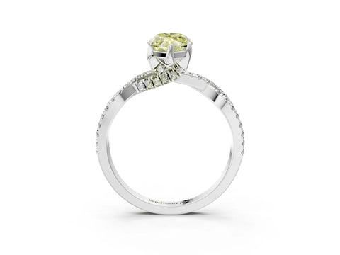 White gold Fancy Yellow Marquise Cut Solitaire Twist Pave Diamond Engagement Ring with Prong Setting_3