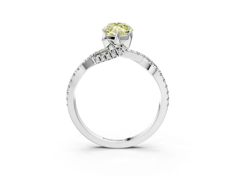 White gold Fancy Yellow Marquise Cut Solitaire Twist Pave Diamond Engagement Ring with Prong Setting_3
