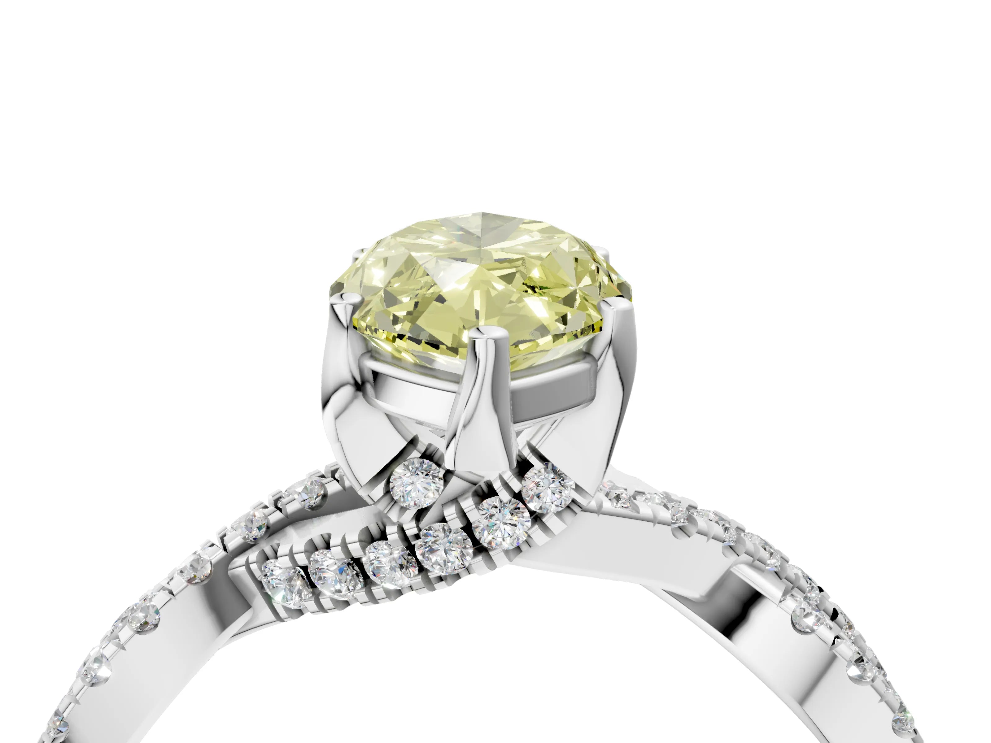 White gold Fancy Yellow Marquise Cut Solitaire Twist Pave Diamond Engagement Ring with Prong Setting_4