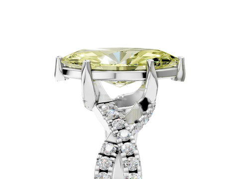 White gold Fancy Yellow Marquise Cut Solitaire Twist Pave Diamond Engagement Ring with Prong Setting_5