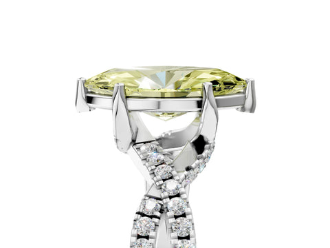 White gold Fancy Yellow Marquise Cut Solitaire Twist Pave Diamond Engagement Ring with Prong Setting_5
