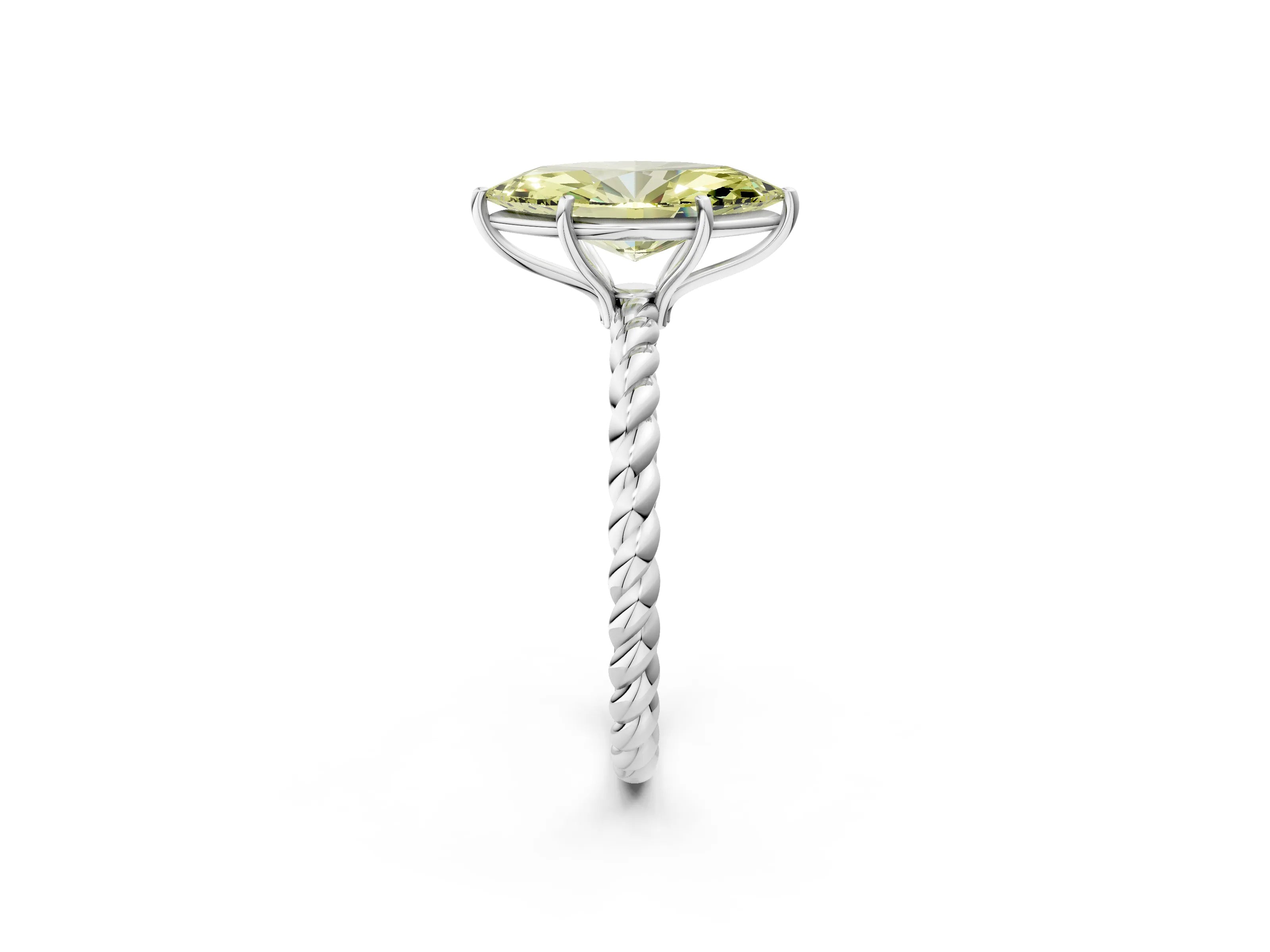 White gold Fancy Yellow Marquise Cut Solitaire Twisted Band 4-Prong Ring_36