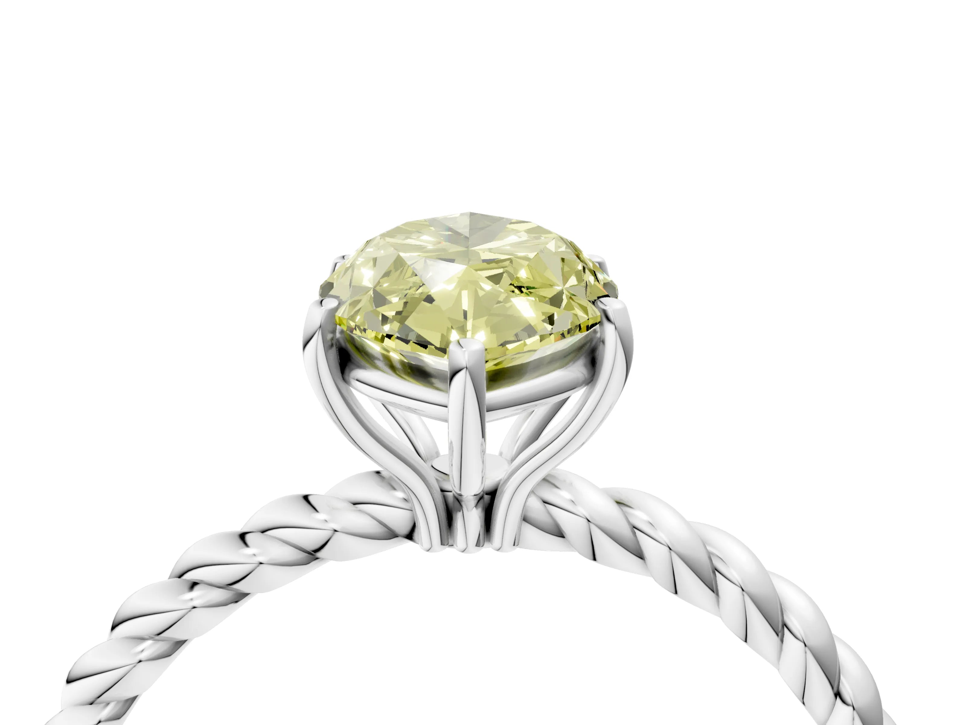 White gold Fancy Yellow Marquise Cut Solitaire Twisted Band 4-Prong Ring_38