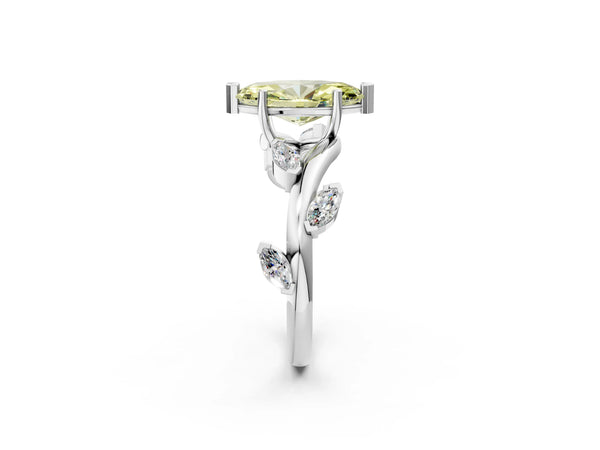 Platinum Fancy Yellow Marquise Cut Solitaire Twisted Band Marquise Accent Prong Setting Ring