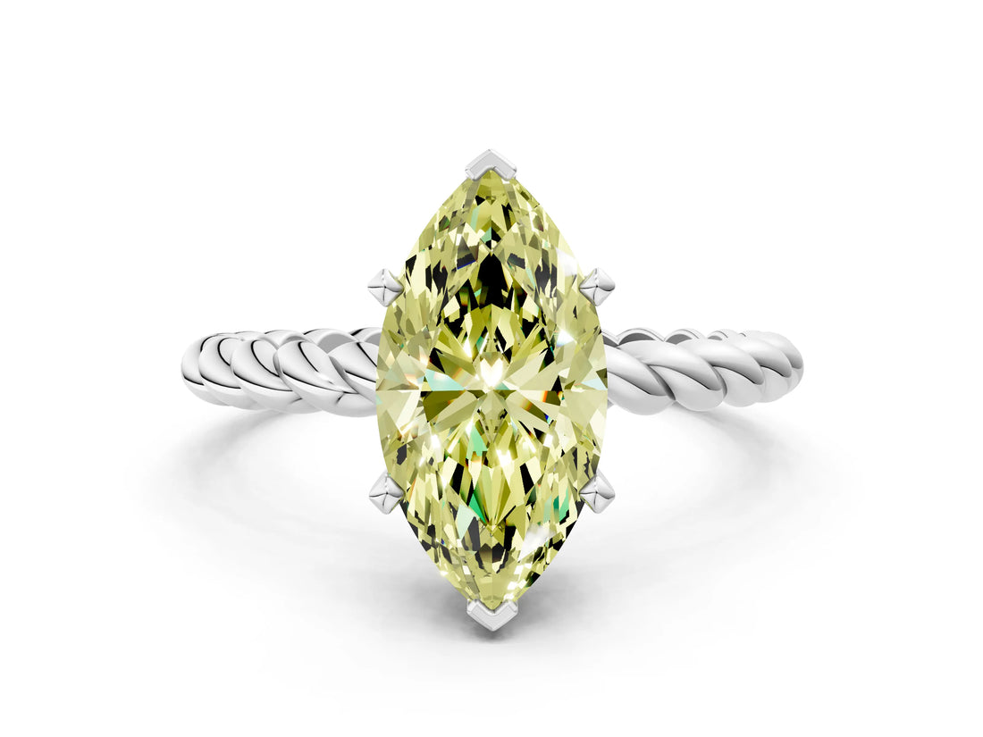 White gold Fancy Yellow Marquise  Cut Solitaire Twisted Band with Four-Prong Setting_29