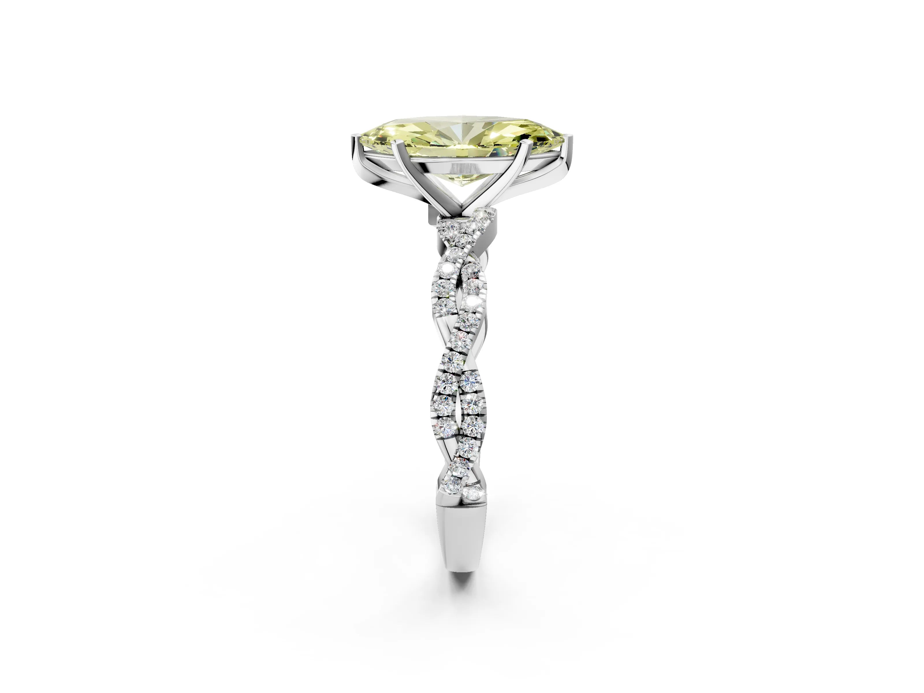White gold Fancy Yellow Marquise Cut Solitaire Twisted Pave Band with Four-Prong Setting_17