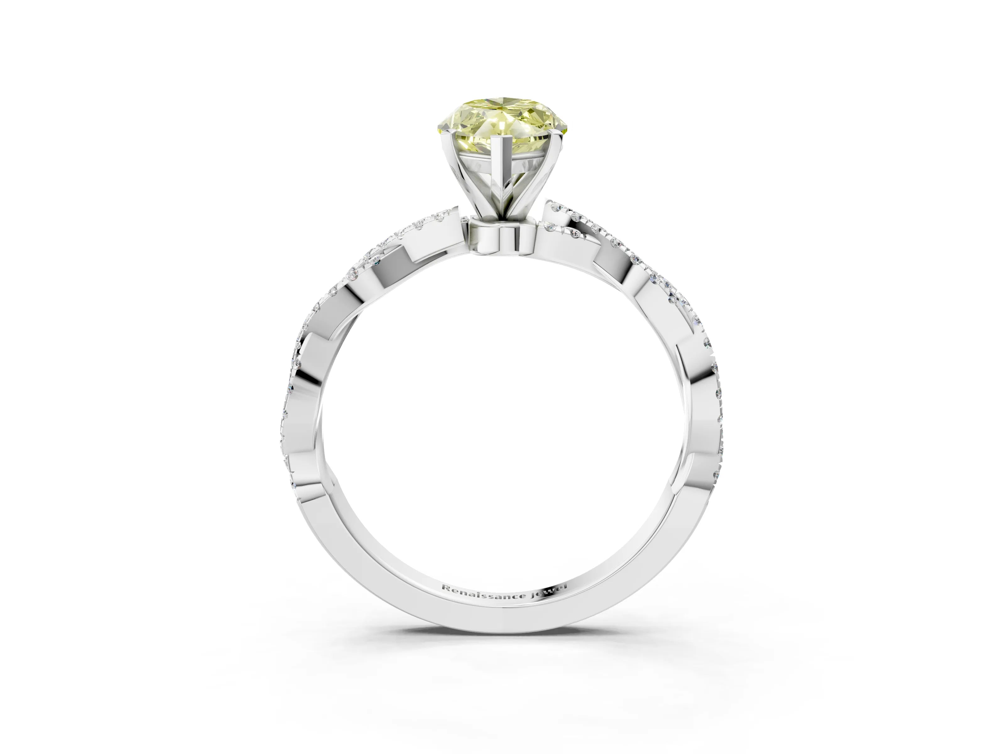 White gold Fancy Yellow Marquise Cut Solitaire Twisted Pave Band with Four-Prong Setting_18