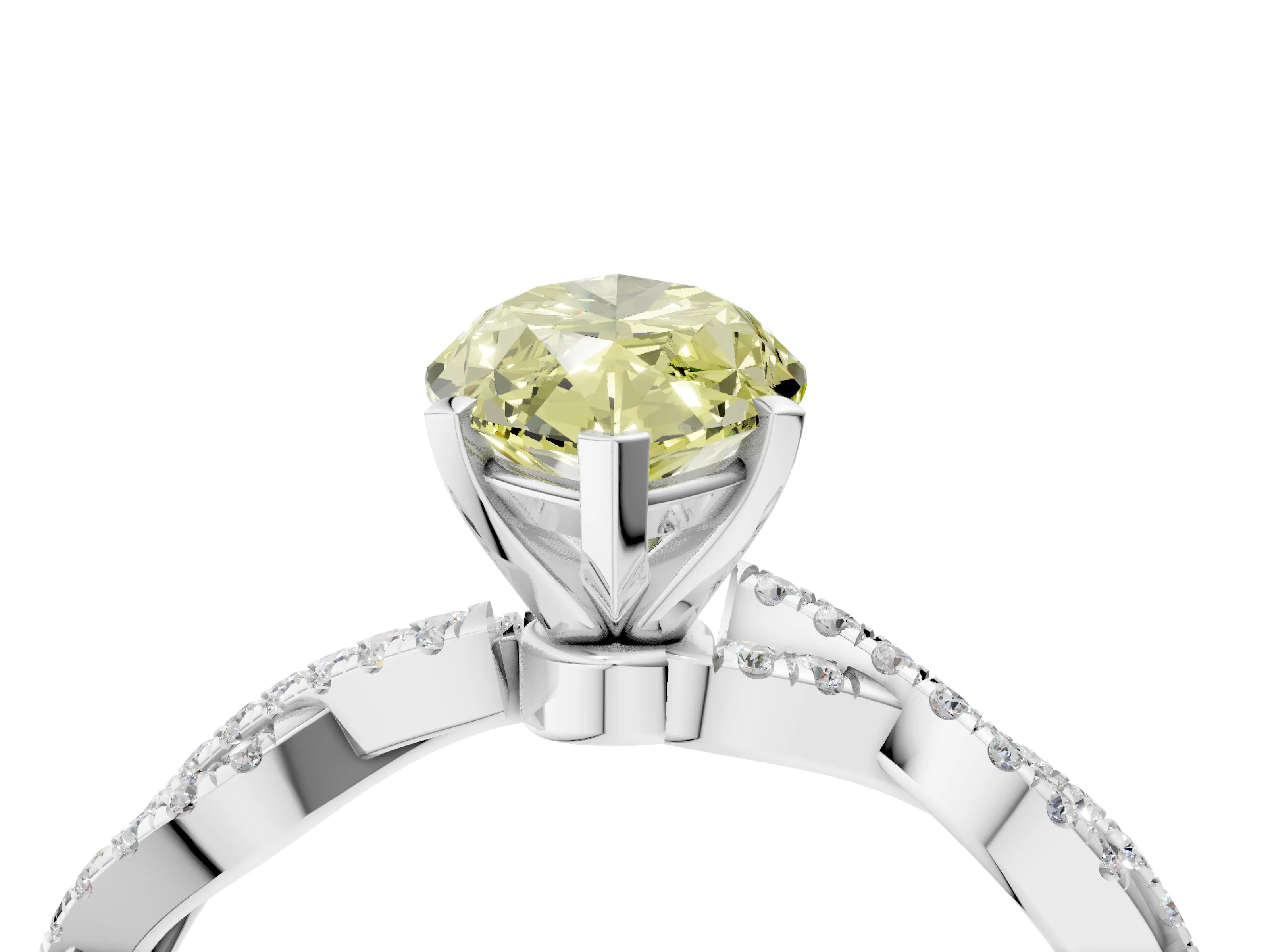 White gold Fancy Yellow Marquise Cut Solitaire Twisted Pave Band with Four-Prong Setting_19