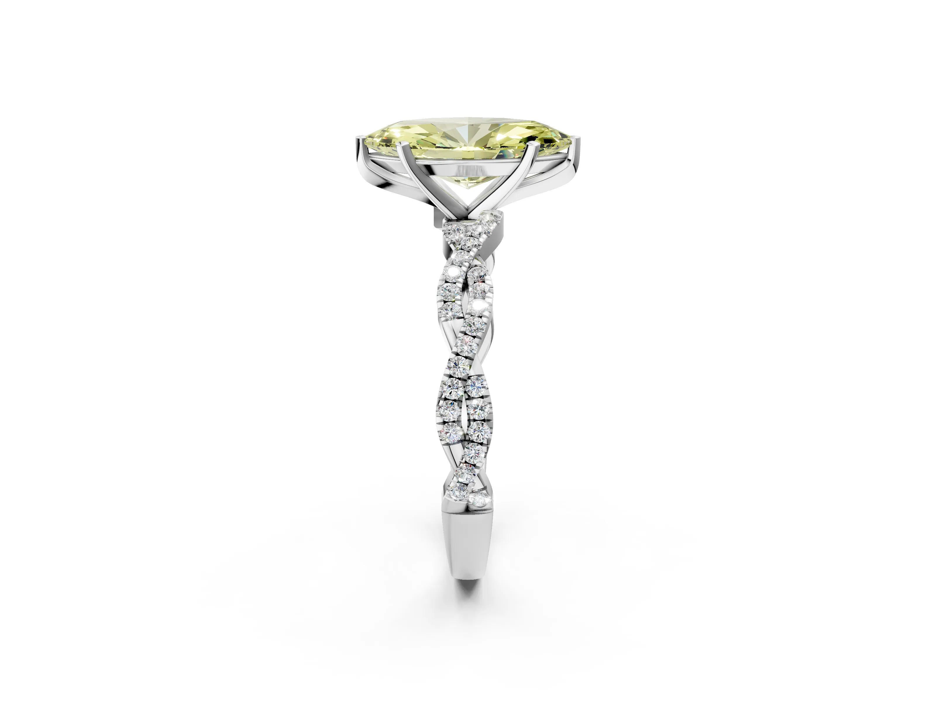 White gold Fancy Yellow Marquise Cut Solitaire Twisted Pave Band with Four-Prong Setting_5
