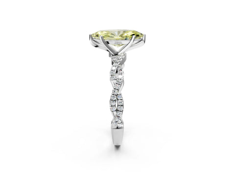 White gold Fancy Yellow Marquise Cut Solitaire Twisted Pave Band with Four-Prong Setting_5