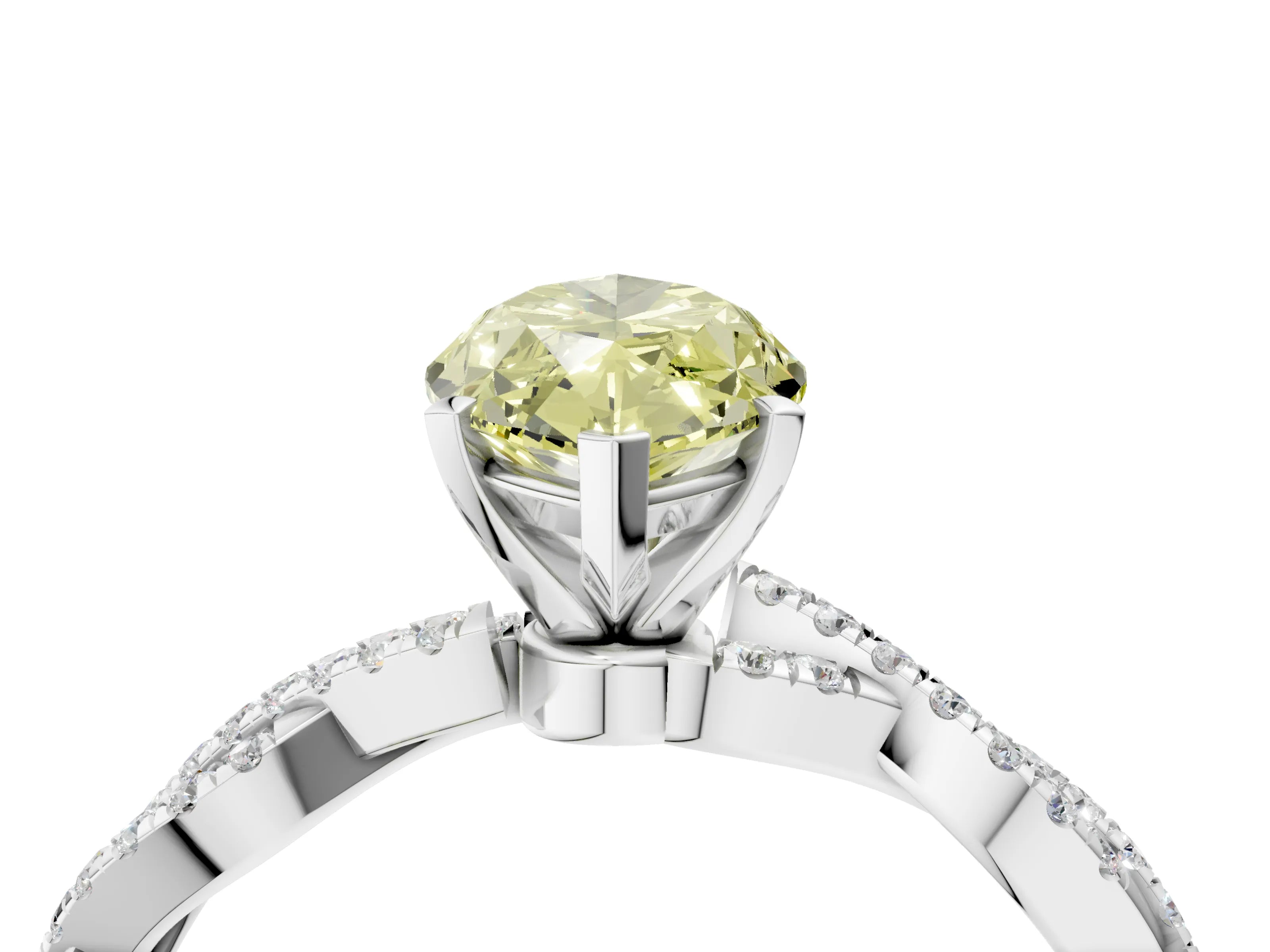 White gold Fancy Yellow Marquise Cut Solitaire Twisted Pave Band with Four-Prong Setting_7